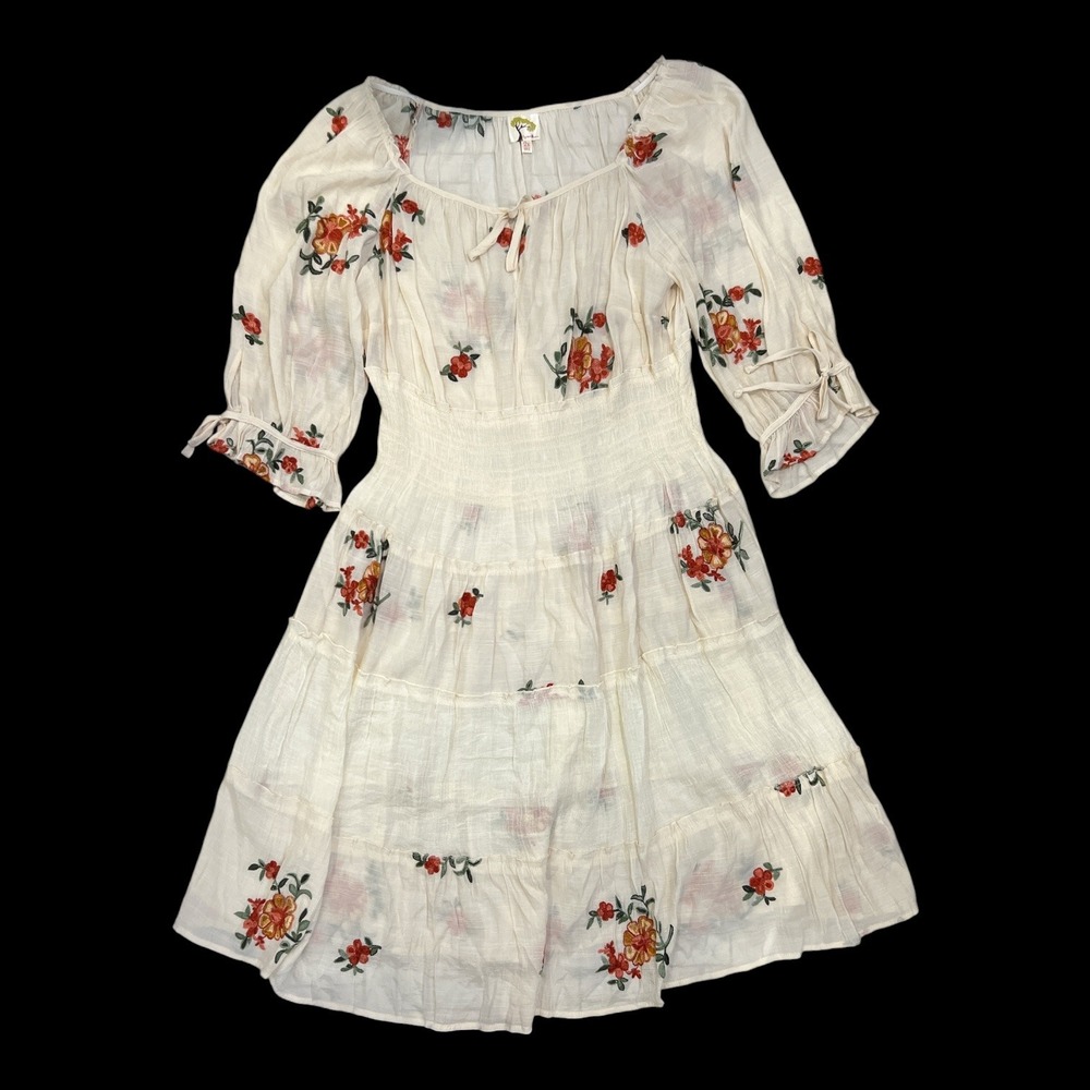 Fig & Flower Cottagecore Peasant Prairie Midi Dress 2X Embroidered Boho Romantic - Picture 2 of 9